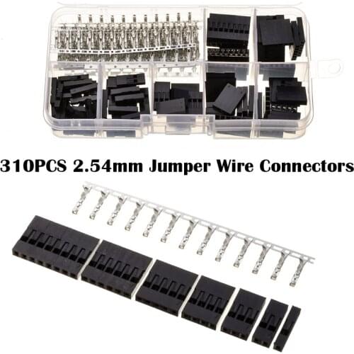 2.54mm Dupont Wire Cable Jumper Pin Header Connector Housing Kit 310 pcs Male Crimp Pins+Female Pin Connector Terminal Pitch