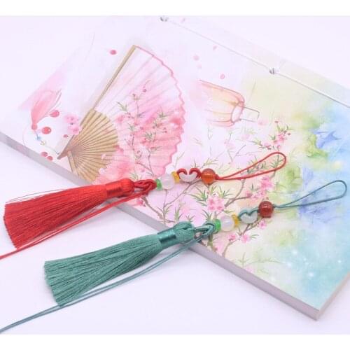 20Pcs/Lot hand-woven beaded small tassel length 80mm ice silk polyester cap tassel Chinese knot ethnic Fan pendant