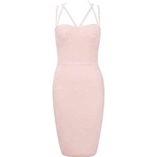 2017 women factory dress summer blush pink strappy bandage dresses wholesale evening Party Dress Sexy