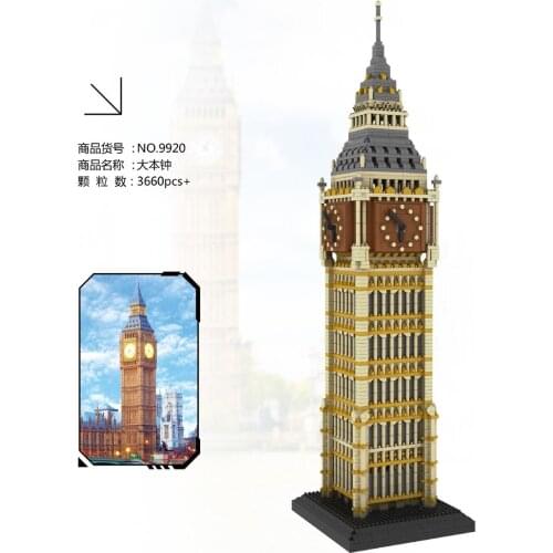 3660Pcs PZX Mini Blocks Architecture Building Bricks Big Ben Model Educational Toy Juguetes Girl Gifts for Kids Birthday Present