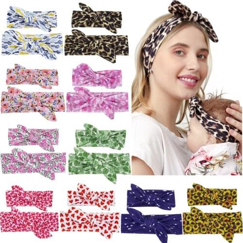 Baby Accessories Mother daughter Headbands Toddler Girls Hair Band Floral Newborn Bow Headwear Photo Props Kids Gifts 2pcs