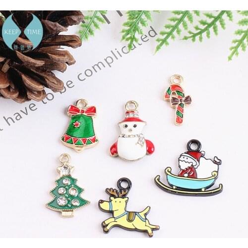 DIY ear jewelry accessories alloy Santa Snowman Christmas tree elk stick earrings earrings materials