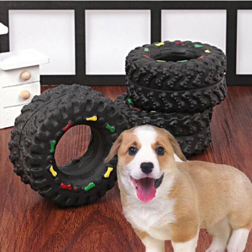 Anti-Stress Dog Toys For Small Dog Puppy Pet Chew Squeaky Rubber Toys Tire Shape Pet Supplies