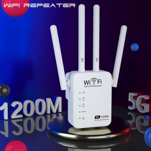 1200Mbps Wireless WiFi Repeater Router Wifi Booster 2.4G/5Ghz Wifi Long Range Extender 5G Wi-Fi Signal Amplifier Repeater