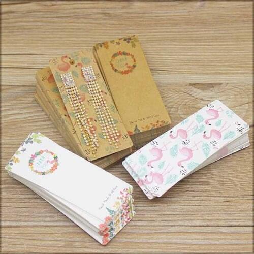 Paper card DIY 100pcs Thank you longer earring package card colorful print birds drop hand made with love earring package card