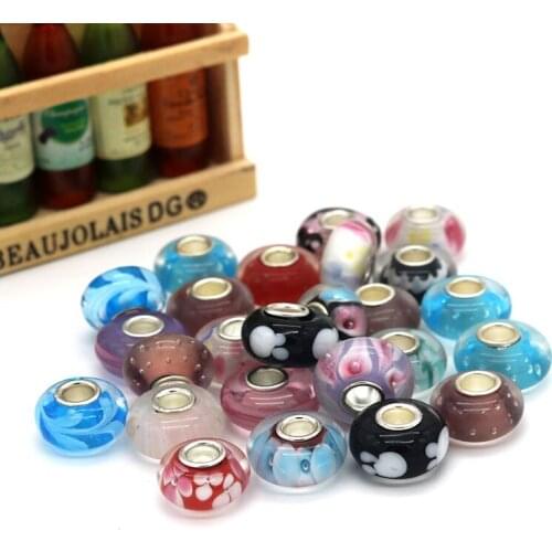 8*14mm 50pcs Murano Lampwork European Beads Loose Spacer Beads For Jewelry Making European Bracelet DIY Beads Jewelry Findings