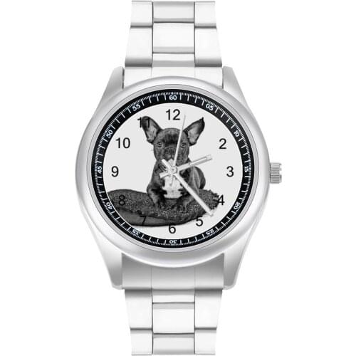 French Bulldog Quartz Watch Design Simple Wrist Watch Stainless Fashion Office Lady Wristwatch