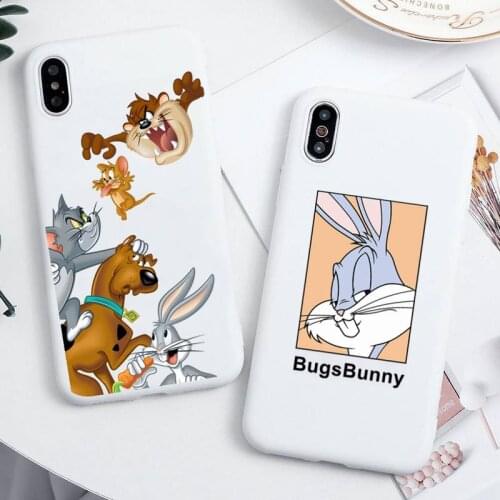 Funny Cartoon Rabbit Wolf dog Phone Case For iphone 12 11 Pro Max Mini XS 8 7 6 6S Plus X SE 2020 XR Candy white Silicone cover
