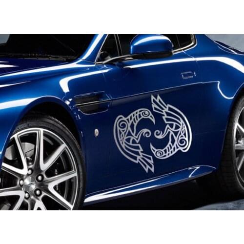 Black/Sliver Ravens Hugin and Munin Norse Mythology Odins Raven Viking Sticker Window Door Decal Top Quality Waterproof S903