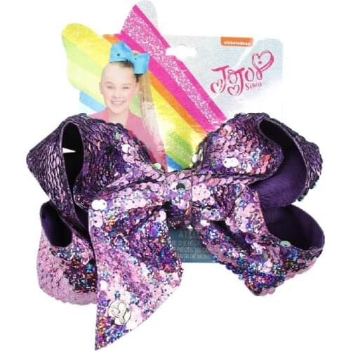 CN 7‘’ Reversible Sequins Jojo Bows Laser Bling Hair Bows For Girls Big Hair Clips Boutique Headwear Fashion Hair Accessories
