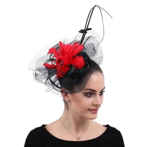 Palace Banquet Personal Photo Bride Feather Headdress European And American Fashion Flax Mesh Headdress Handmade Hat