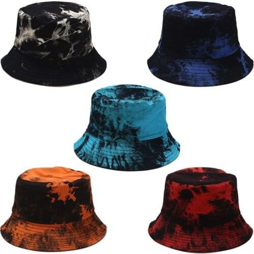 Double-sided Wearing Cap Visor Bucket Hat Men Women Street Trend Bucket Hat Women Tie-dyed Ink Painting Pattern Fisherman Hat