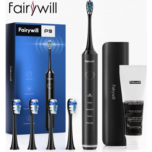 Fairywill Electric Toothbrush P9 With Toothpaste Rechargeable Tooth Brushes Washable Electronic Whitening Teeth Brush for Adult