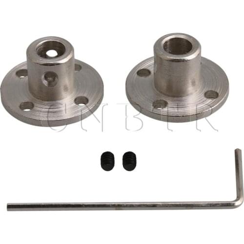 CNBTR 6-10mm Round Shape Silver Steel Rigid Flange Couplings Connector Shaft for RC Model DIY Parts Pack of 2