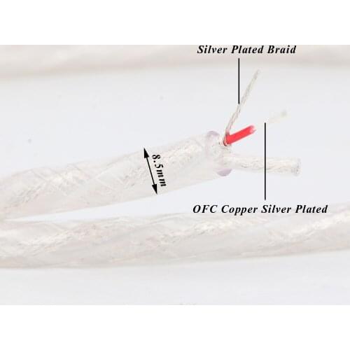 Hi-end 6N OFC Copper Silver plated Crystal copper Hifi Audio Cable Bulk Silver plated Clear Audio Cable