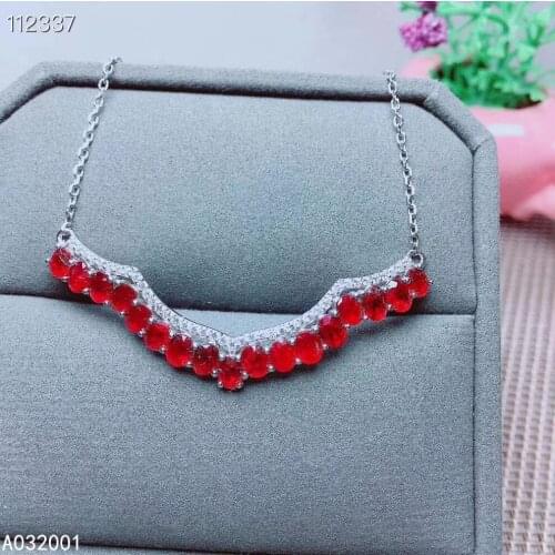 KJJEAXCMY Fine Jewelry Natural Ruby 925 Sterling Silver Women Gemstone Pendant Necklace Chain Support Test Lovely