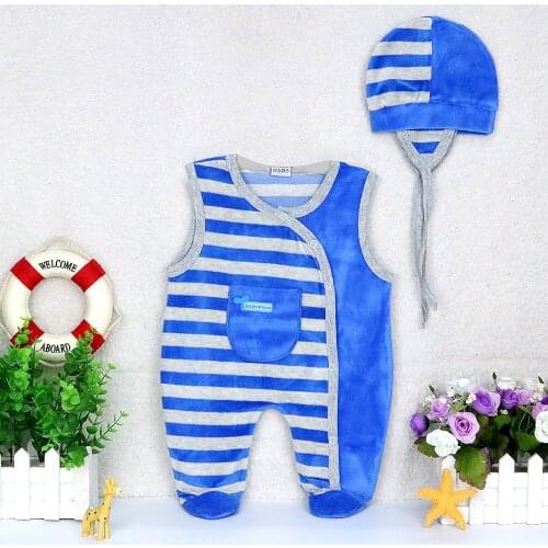 Baby Girls Sleeveless Rompers+Hat 2 Pieces/set Clothing Set Striped Clothes Outfits Newborn Suits Verlour Long Sleeve Overalls
