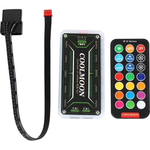 COOLMOON Fan Controller, Luminous and Color-Changing Portable Wireless Fan Controller Suitable for Controlling Starlight Fans