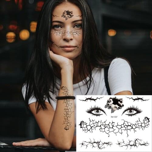 Halloween Day Face Makeup Body Art Tattoo Fake Black Spider Web Bat Dacing Funning Design Waterproof Temporay Tattoo Sticker DIY