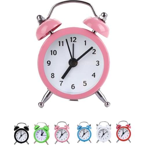 Mini Round Alarm Clock Desktop Table Bedside Clocks Kids Adults Travel Home Living Room Clock Decoration
