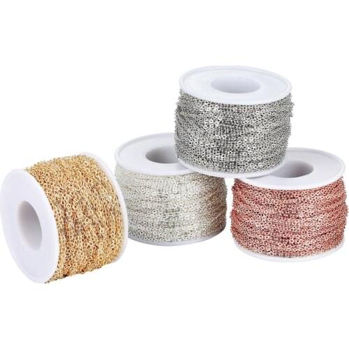 1 Meter 3*2.8mm 2.3*2mm 2.3*1.8mm Copper Plating Gold Cross Chains Rolo Link Chains Fit DIY Necklace Bracelet Jewelry Making