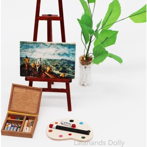 1:12 Dollhouse Mini Simulation Drawing Board, Easel, Watercolor Box Shooting Props BJD Pocket Furniture Accessories