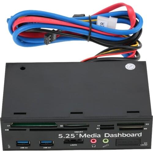 Multi-Function USB 3.0 Hub eSATA Port Internal Card Reader PC Dashboard Media Front Panel Audio for SD MS CF TF M2 Memory Cards