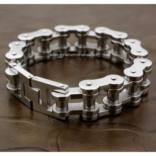 316L Stainless Steel 9.3" Motorbike Chain Mens Biker Punk Bracelet 5K001 Fits wrist 7.4"~8.2"