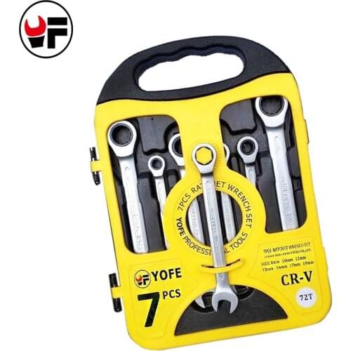 7pcs Flexible Head Ratchet Spanners With Wrench Set Auto Repair Hand Tools For Car Kit A Set Of Keys chave catraca D6103
