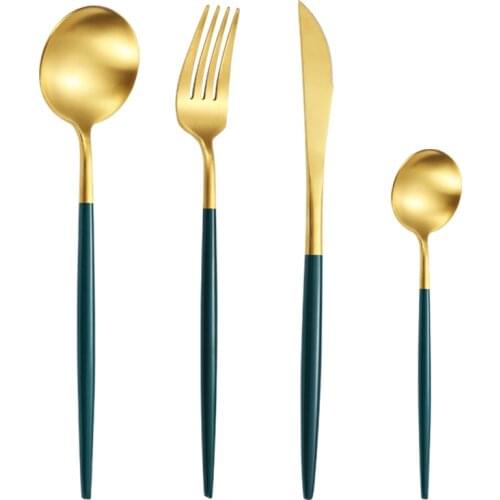 Dinnerware Set 304 Stainless Steel Cutlery Set Gold Cutlery Set with Paint Fork Knife Spoon Spoon and Fork Set Kitchen Tools