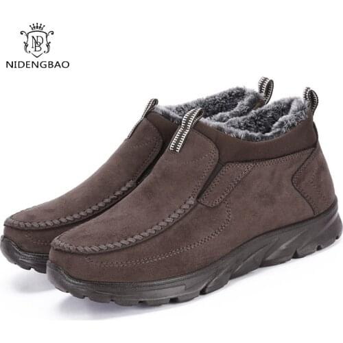 Winter Suede Men Snow Shoes Fashion Sneakers for Man Snow Boots High Top Male Fur Plush Warm Shoes Booties zapatos De Hombre