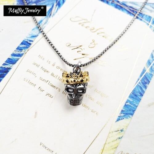 Necklace Chain with Skull Crown Pendant 925 Sterling Silver 2021 New Strength Dignity Fine Jewelry Mystical Gift For Men Woman
