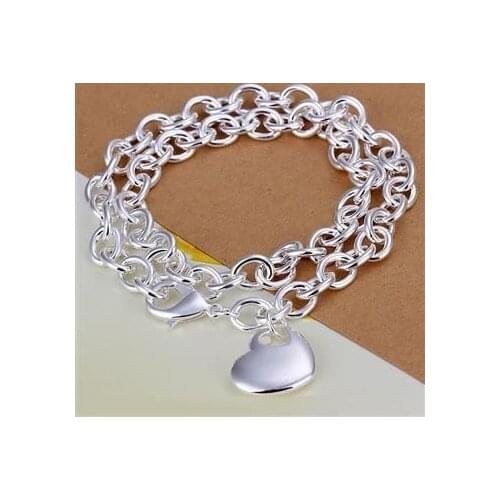 N243 925 sterling silver Necklace, 925 silver Pendant fashion jewelry Heart To Heart Thick Necklace /aqcajhja ebsamsza