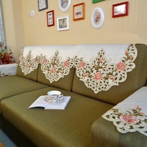 Peach roses series Rural cloth art Chinese embroidery Sofa cover Sofa towel Sofa cushion Back of a chair towel Rotary towel