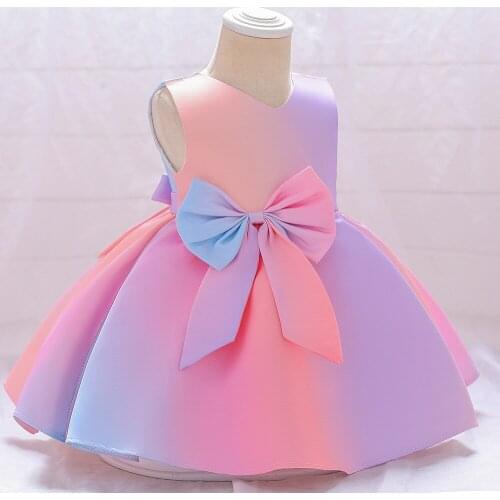 2021 Summer Baptism Newborn 1 Year Birthday Dress For Baby Girl Colorful Princess Dresses Party Dress Child Costumes Gradient