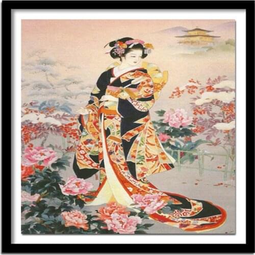 Full Square Drill 5D DIY Cross Stitch Kit Geisha of Japan Diamonds Embroidery Painting Diamond Home Decoration