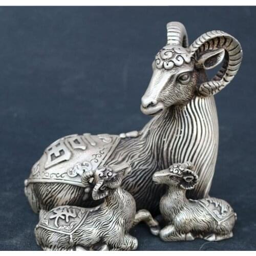 Antique Old copper statue /sculpture--three sheep ornaments,hand-made crafts,best collection&adornment,free shipping