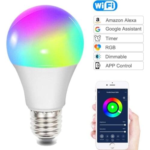 Wifi Smart LED Bulb Intellegent Voice Contro Lighting Dimmable Lamp App Control Timing Function Work With Alexa Google Assistant