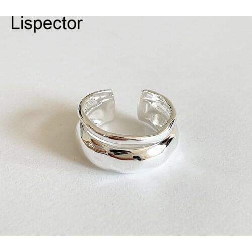 Lispector 925 Sterling Silver Korean Double Layers Hollow Rings for Women Minimalist Irregular Geometric Ring Female Jewelry