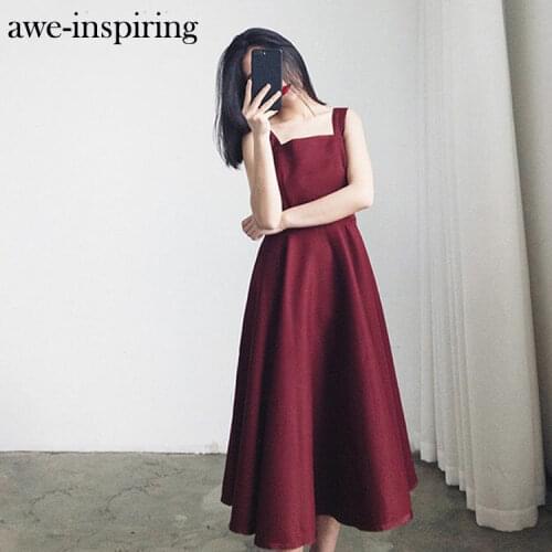 Womens Sleeveless Maxi Dress Ladies Casual A-line Vintage Korean Red Wine Black Dress Vestido Plus size 3XL