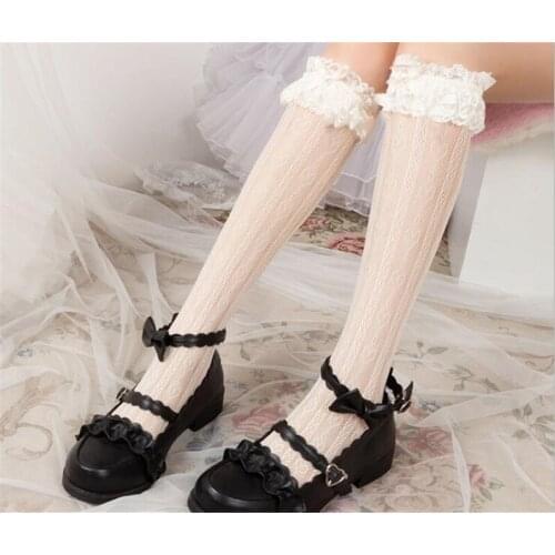 1 Pair Lolita Socks Girls Japanese Style Pure Color Bow Lovely Cosplay High Quality Anime Cosplay Stockings Sexy Leggings