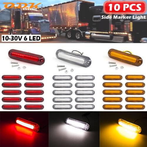 10pcs 12V / 24V 6 LED Side Marker Lights Car External Lights Indicators Warning Tail Light Trailer Truck Lorry Boat Lamps