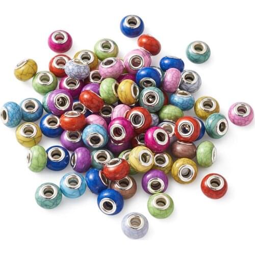 100Pcs Acrylic European Beads Large Hole Beads for DIY Snake Chain Charm Bracelet Jewelry Making