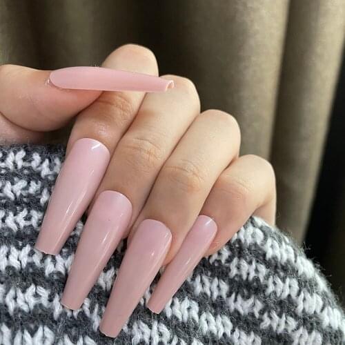 100pcs Pure Color Design False Nails Long Coffin Ballerina Full Cover Nail Art Tips Detachable Manicure Press on Nails