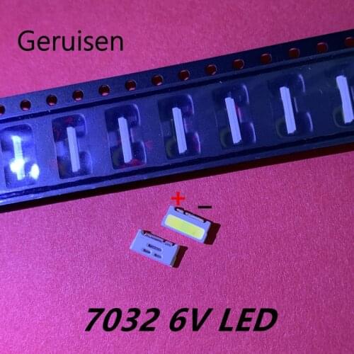 100PCS/Lot Edge SMD LED 7032 6V 1W 160mA Cool White High Power For TV Backlight