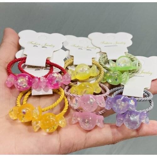 12Pcs/Set Girls Mix Colorful Candy Rubber Elastic Hair Bands Children Ponytail Holder Scrunchie Headband Kids Hair Accessories