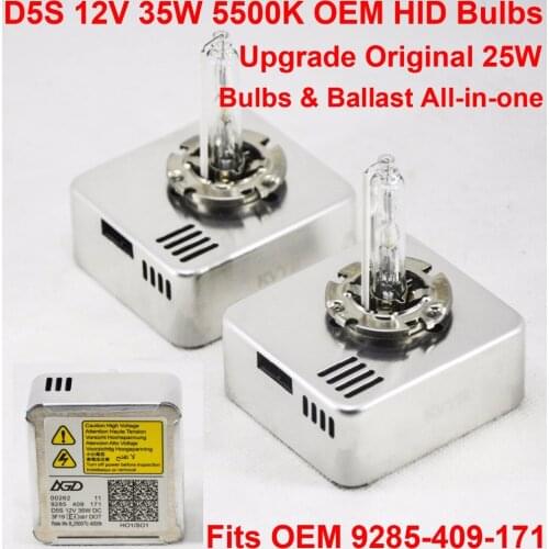 2PCS 12V 35W D5S HID Xenon Headlight OEM Replacement Bulbs Ballasts All-in-one 5500K 3F19 9285-410-171 Genuine Car Accessories
