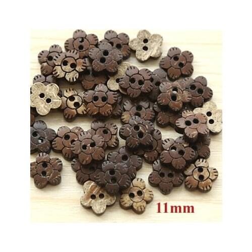 50pcs/lot Size:11mm Flower Shape Coconut Buttons 2 Holes Clothing Decoration Button (ss-1200)