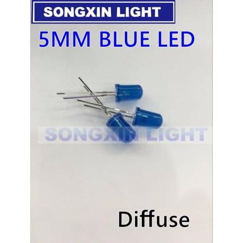 500 PCS/Lot 5MM Blue LED Diode Round Diffused Blue Color Light Lamp F5 DIP Highlight New Wholesale Electronic
