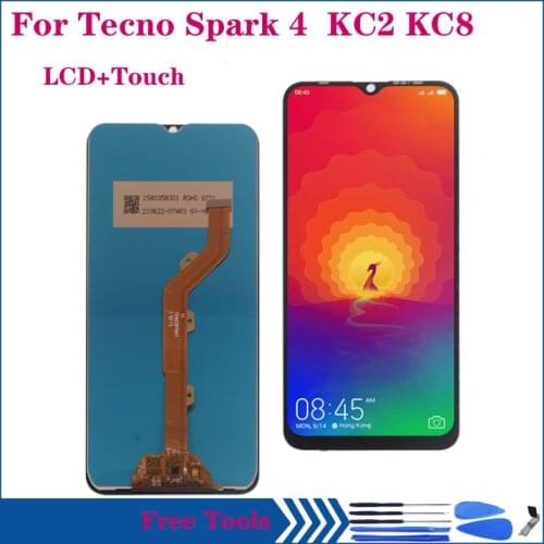 6.52" LCD Display For Tecno Spark 4 KC2 KC8 Display Touch Screen Digitizer Assembly For Tecno Spark4 Mobile phone repair kit